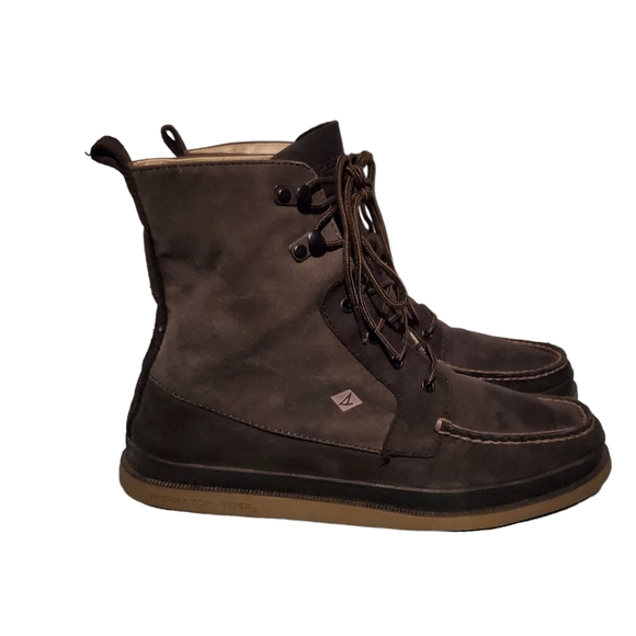 Sperry Top-Sider Black Leather Moc-Toe Combat Ankle Boots Men's Size 10.5M - Picture 3 of 11